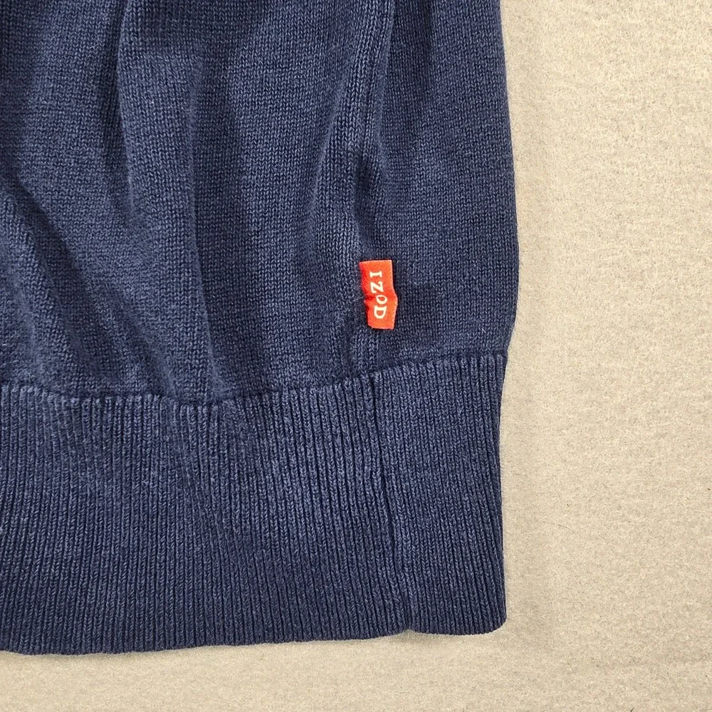 IZOD Mens Large Blue Sweater V-Neck Pullover Long Sleeve Cotton Knit